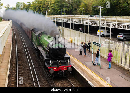 Train à vapeur britannique vert Automne Surrey Banque D'Images