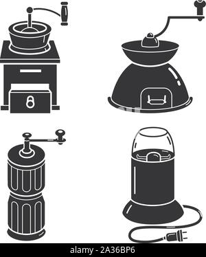 Moulin café icons set, le style simple Illustration de Vecteur