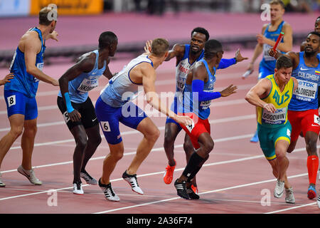 DOHA, QATAR. 05 Oct, 2019. Une vue générale des Hommes 4x100 Master Relais R2 pendant le jour 9 de l'IAAF World Athletics Championships - 2019 de Doha à Khalifa International Stadium le Samedi, Octobre 05, 2019 À DOHA, QATAR. Credit : Taka G Wu/Alamy Live News Banque D'Images