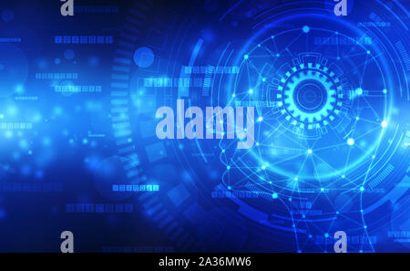 Digital Artificial Intelligence Mind concept, Creative Brain, Human Head Outline sur fond abstrait futuriste, innovation background Banque D'Images