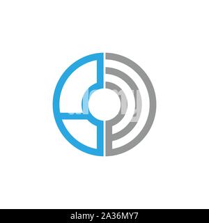 Logo rond. Le logo de la planète. Logo du cercle. Bleu et gris. Logo spirale - vecteur, Illustration de Vecteur