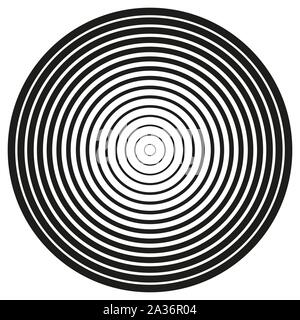 Cercle concentrique de l'élément. Bague de couleur noir et blanc. Abstract vector illustration de l'onde sonore, graphique monochrome. Illustration de Vecteur