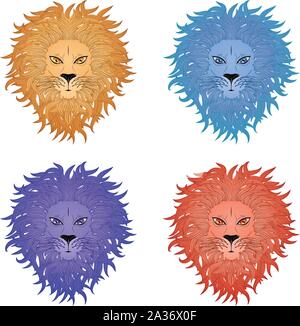 Grunge illustration d'un lion mâle visage sur fond blanc. Illustration de Vecteur