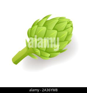 L'icône verte, d'Artichaut frais légumes naturel isolé sur fond blanc, vector illustration. Illustration de Vecteur