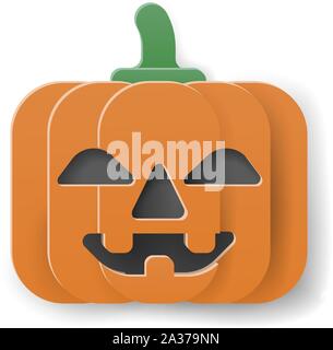 Citrouille Halloween Cute Cartoon Style papercraft dans Illustration de Vecteur