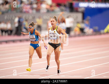 Doha, Katar. 05 Oct, 2019. (LuÌckenkemper LUECKENKEMPER Gina finition) (Allemagne/5e place finale) 4x100m relais femmes, sur 05.10.2019 Championnats du monde d'athlétisme 2019 à Doha/Qatar, à partir de la 27.09. - 10.10.2019. Utilisation dans le monde entier | Credit : dpa/Alamy Live News Banque D'Images