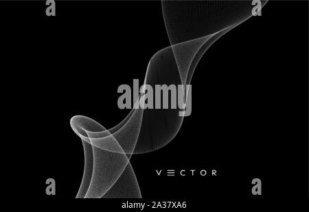 Jet de fumée secondaire composé de petites particules. Résumé de la conception dynamique de la grille avec les particules. Illustration 3D de vecteur. Illustration de Vecteur