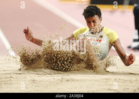 Doha, Qatar. 06 Oct, 2019. L'athlétisme, Championnats du monde, Championnats du monde, Khalifa International Stadium : saut en longueur femmes : Malaika Mihambo de l'Allemagne en finale. Crédit : Michael Kappeler/dpa/Alamy Live News Banque D'Images