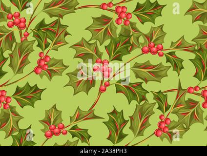 Modèle transparent avec des branches de houx et des baies. Illustration de Vecteur
