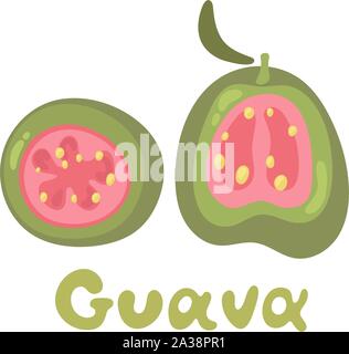 La moitié de l'icône de la goyave. Objet isolé. Logo de la goyave. Vitamine saine alimentation. Vector illustration Illustration de Vecteur