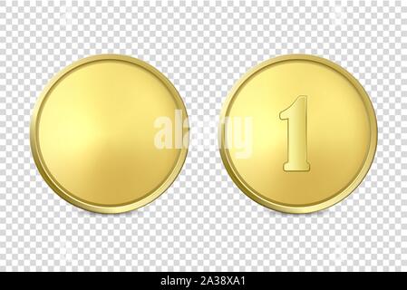 Vector réaliste 3d'or et d'argent vierge Metal Coin ou Médaille Icon Set libre isolé sur fond transparent. Modèle de conception, de l'or Clipart Illustration de Vecteur