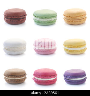 Divers Macarons Isolated On White Banque D'Images