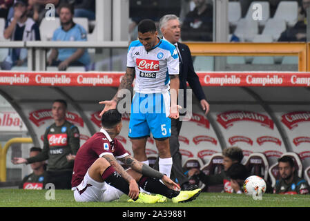 Marques Loureiro Allan (SSC Naples) au cours de la Serie A TIM match de football entre Torino FC et SSC Napoli au Stadio Grande Torino le 6 octobre, 2019 à Turin, Italie. Banque D'Images