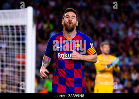 Barcelone, Espagne. 6 octobre, 2019. Lionel Messi de Barcelone dans le match de la Liga entre le FC Barcelone et le FC Séville au Camp Nou à Barcelone, Espagne. Crédit : Christian Bertrand/Alamy Live News Banque D'Images