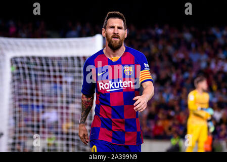 Barcelone, Espagne. 6 octobre, 2019. Lionel Messi de Barcelone dans le match de la Liga entre le FC Barcelone et le FC Séville au Camp Nou à Barcelone, Espagne. Crédit : Christian Bertrand/Alamy Live News Banque D'Images