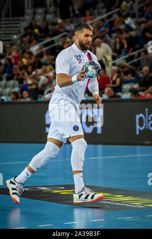 ZAGREB, CROATIE - 14 septembre 2019 : man's EHF Ligue championnat. La PPD Zagreb contre Paris Saint-Germain. Luka KARABATIC en action (22) Banque D'Images