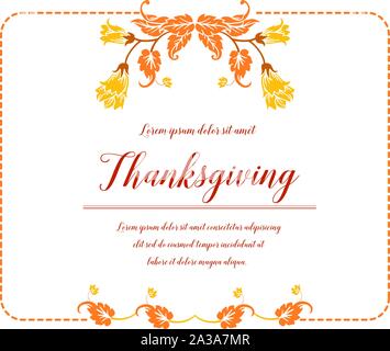 L'action de grâce de l'affiche, avec un élégant cadre de feuilles. Vector Illustration de Vecteur