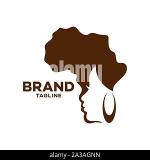 Logo moderne et de beauté femme africaine. Illustration de Vecteur