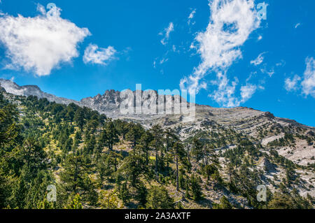 Les hauts sommets de l'Olympe La Montagne en Grèce comme vu de refuge en montagne Un Banque D'Images