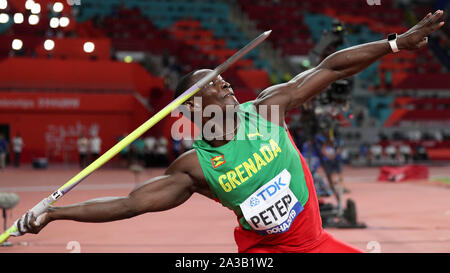 Doha, Qatar. 6 octobre, 2019. Anderson Peters de la Grenade fait concurrence au cours du lancer du javelot hommes au Championnats du monde d'athlétisme de l'IAAF de 2019 à Doha, Qatar, le 6 octobre 2019. Crédit : Li Ming/Xinhua/Alamy Live News Banque D'Images