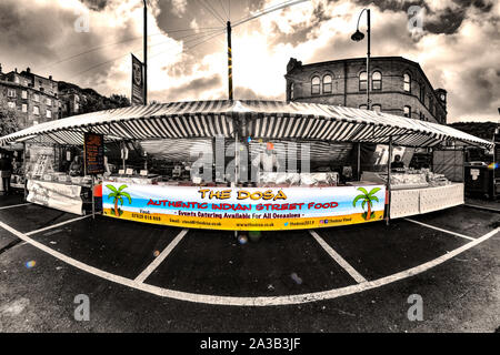 Dosa, l'alimentation de rue indienne authentique, Hebden Bridge, South Pennines, Calderdale, West Yorkshire Banque D'Images