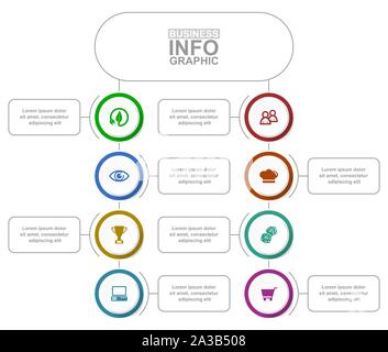 Infographic vector modèle pour Présentation, organigramme, diagramme, graphique, concept d'affaires avec 8 options Illustration de Vecteur