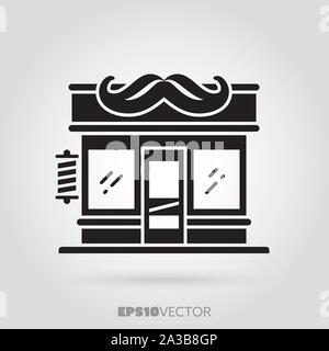 Icône glyphe Barbershop. Cute little mans salon de store symbole. Vecteur EPS noir solide 10 coiffeurs bâtiment. Illustration de Vecteur