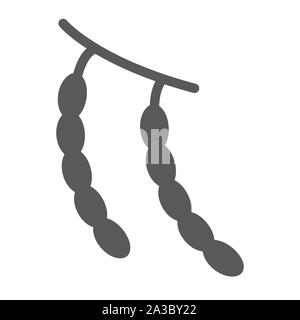 Icône glyphe les haricots, les fruits et légumes, légumineuses, signe des graphiques vectoriels, de manière uniforme sur un fond blanc. Illustration de Vecteur