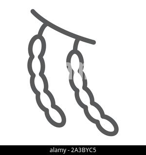 L'icône de la ligne les haricots, les fruits et légumes, légumineuses, signe des graphiques vectoriels, un motif linéaire sur un fond blanc. Illustration de Vecteur