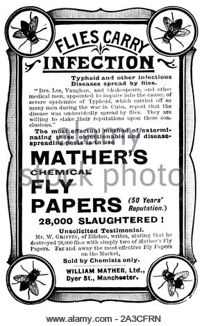 L'ère victorienne, Mather's Fly chimique, documents de publicité vintage 1899 Banque D'Images