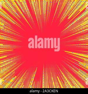 Vector illustration d'explosion. Pop art rétro arrière-plan avec des points. Les rayons lumineux. Illustration de Vecteur
