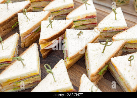 La cuisine restauration Buffet gastronomique culinaire. De délicieux repas, restauration de saison. Business lunch, collation. Menu de traiteur. Arrière-plan de toasties. Bac Sandwich Banque D'Images