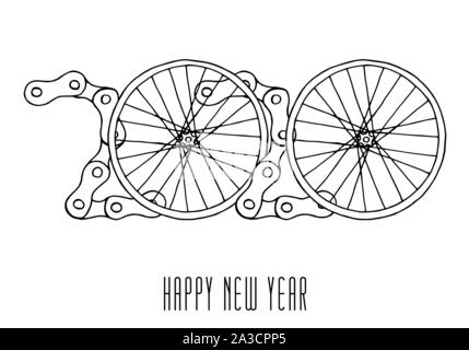 Hand drawn 2020 Location Bonne Année vecteur sur fond blanc Illustration de Vecteur