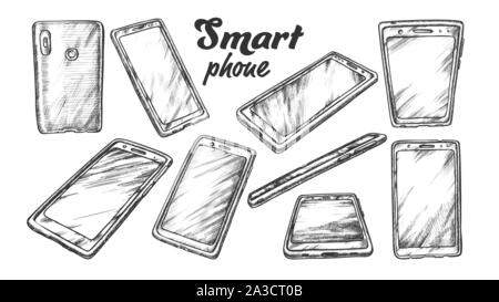 La technologie smartphone Jeu Gadget Vintage Vector Illustration de Vecteur