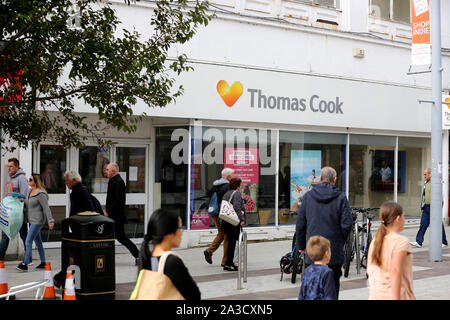 Vue générale de Thomas Cook, maintenant fermé, Bognor Regis sur High Street, West Sussex, UK. Banque D'Images