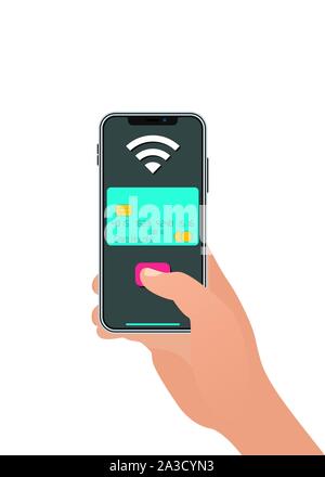 Paiement sur mobile smartphone terminal de point de vente. Concept d'illustration vectorielle. Illustration de Vecteur