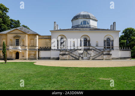 Chiswick House, arrière vue extérieure de villa historique, l'architecture palladienne anglaise, Londres, UK Banque D'Images