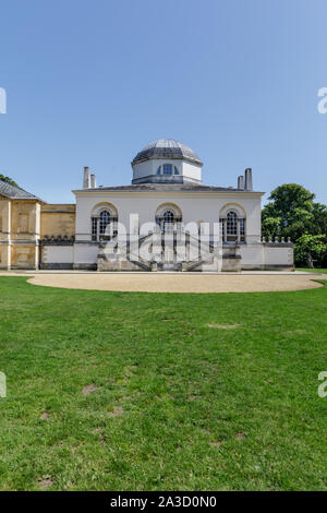 Chiswick House, arrière vue extérieure de villa historique, l'architecture palladienne anglaise, Londres, UK Banque D'Images