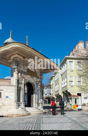 La grande entrée baroque ottoman au tapis situé dans une cour à l'arrière de l'Haghia Sofia complexe, Sultanahmet, Istanbul, Turquie Banque D'Images