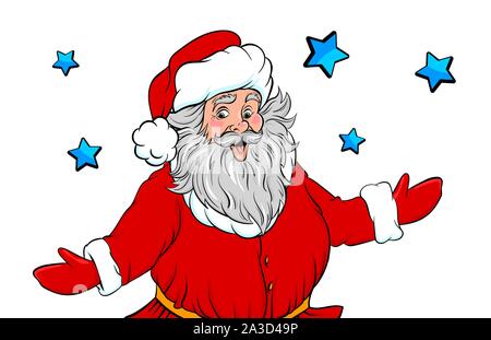 Funny old Santa style pop art show place text Illustration de Vecteur