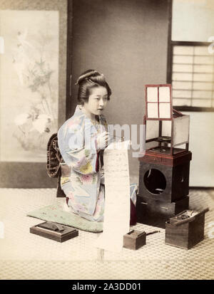Vintage portrait du 19ème siècle photo d'une jeune japonaise Banque D'Images
