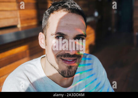Close up portrait of serious man with beard Banque D'Images