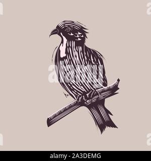 Abstract bird in hand drawn, style vintage. Illustration de Vecteur
