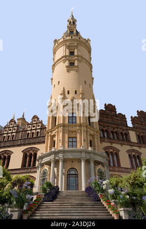 Flèche de château de Schwerin, Schleswig-Holstein, Allemagne Banque D'Images