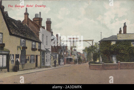 Compte tenu de l'époque édouardienne, George Hotel Crawley, Sussex, Angleterre. Banque D'Images