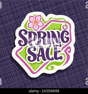 Logo Vector pour la saison du printemps Vente, promotion prix de printemps, d'escompte de polices manuscrites décoratifs pour le texte, vente de printemps printemps la coupe du papier Illustration de Vecteur