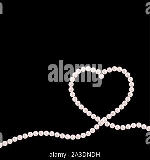 Résumé fond avec des guirlandes de perles naturelles perles en forme de coeur. Vector illustration Illustration de Vecteur