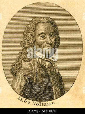 Europa, Frankreich, Paris, Voltaire, französischer Schriftsteller und Philosoph , Porträt, Radierung aus einem Buch des 18. Jahrhunderts , um 1766 . / Europe, France, Paris, Voltaire, écrivain et philosophe français, portrait, gravure d'un livre du 18e siècle , à propos de 1766 . Banque D'Images