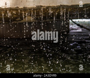 Gouttes d'eau bassin ornemental photo en gros plan Banque D'Images