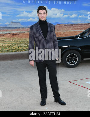 7 octobre 2019, Westwood, Californie, USA : 07 octobre 2019 - Westwood, Californie - RJ Mitte. L'Netflix ''El Camino : UN Breaking Bad'' Los Angeles Premiere tenue au Regency Village Theatre. Crédit photo : Birdie Thompson/AdMedia (crédit Image : © Birdie Thompson/AdMedia via Zuma sur le fil) Banque D'Images